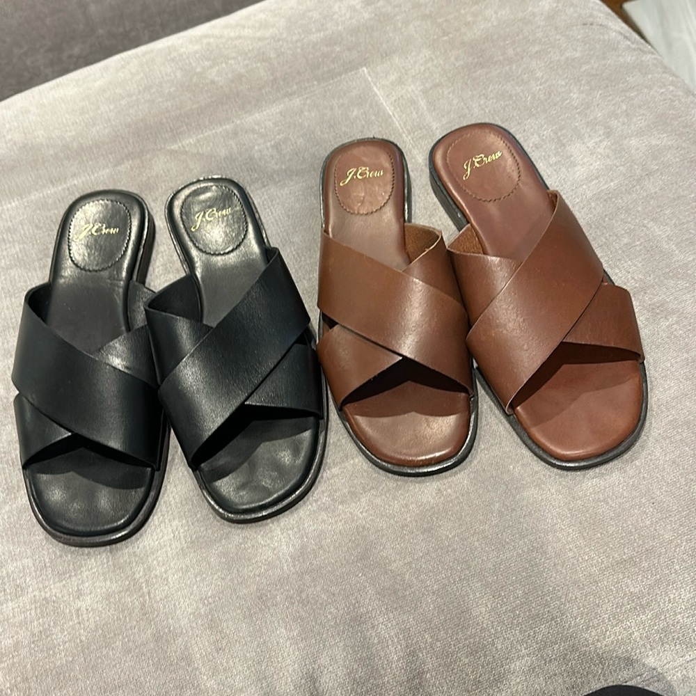 Tan and black J.Crew sandals
